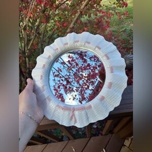 Vtg HOMCO White and Pink Decorative Mirror Plate